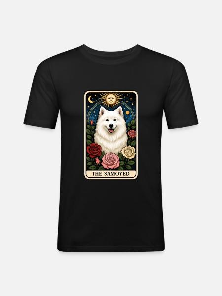 Samojede - Männer Slim Fit T-Shirt - Schwarz
