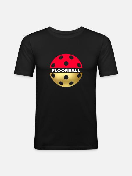 Floorball palla da floorball Giocatore di floorball - Maglietta aderente da uomo - nero