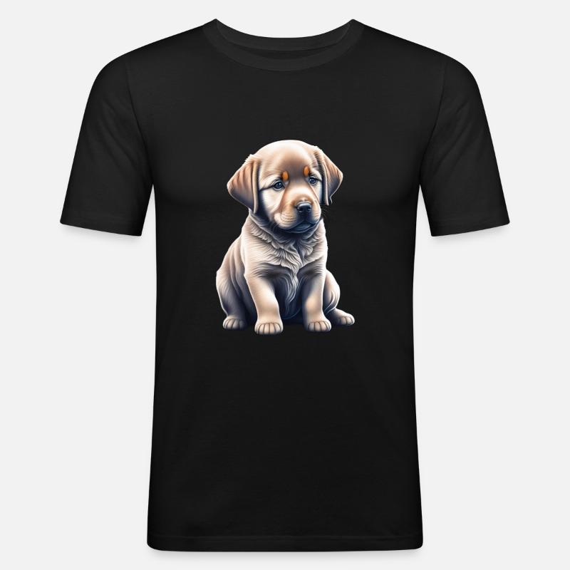Süßer Labrador Welpe - Männer Slim Fit T-Shirt - Schwarz