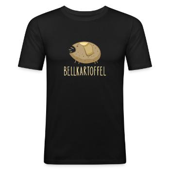 Lustige Kartoffel Rebell - Männer Slim Fit T-Shirt - Schwarz - Vorne - Nik (191cm)