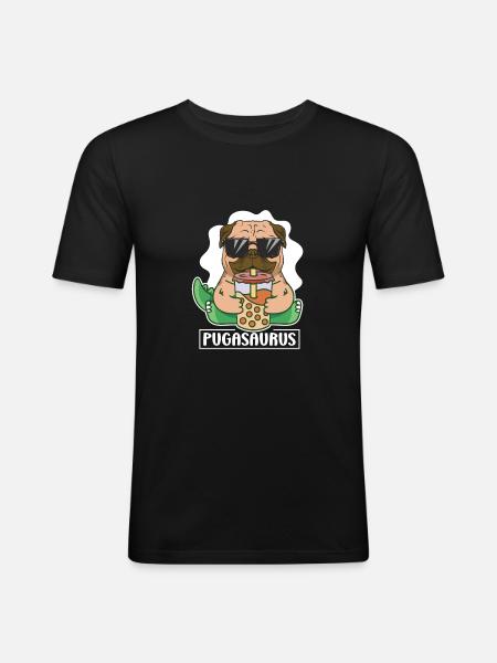 Geschenk - cooler mops mit sonnenbrille - Männer Slim Fit T-Shirt - Schwarz