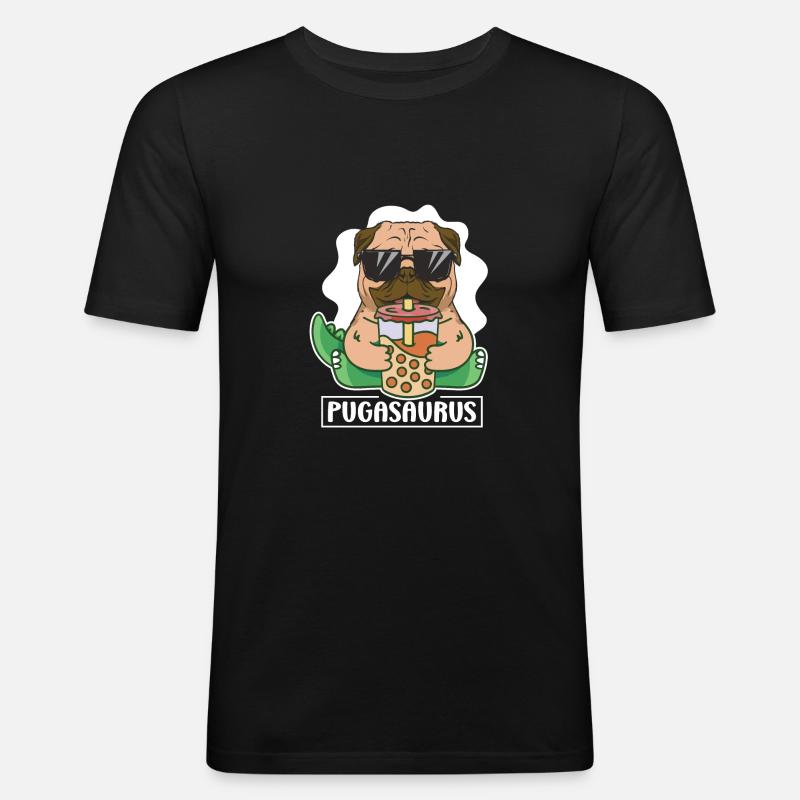 Geschenk - cooler mops mit sonnenbrille - Männer Slim Fit T-Shirt - Schwarz