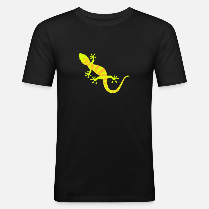 Gecko - Männer Slim Fit T-Shirt - Schwarz