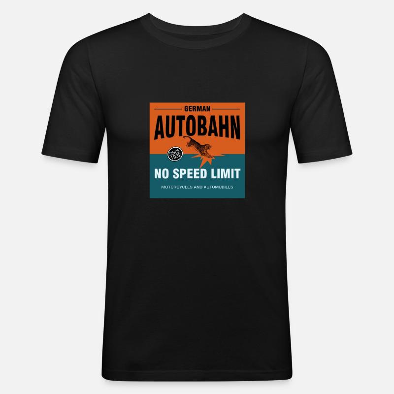 German Autobahn no Speed Limit - Männer Slim Fit T-Shirt - Schwarz