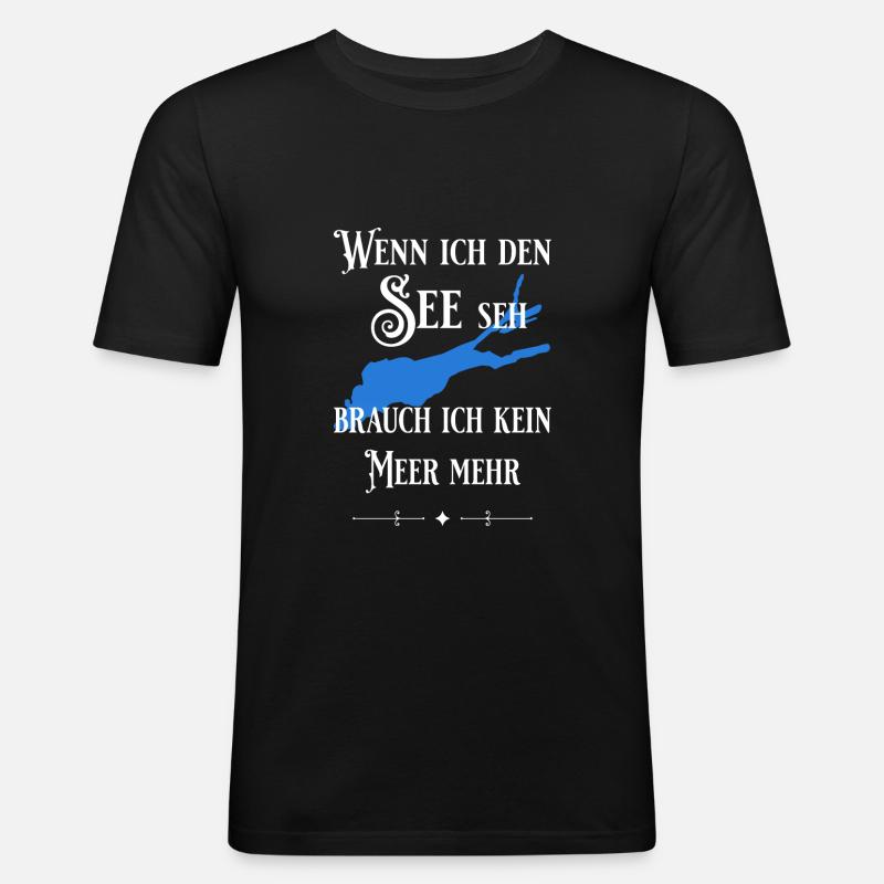 Bodensee - Männer Slim Fit T-Shirt - Schwarz
