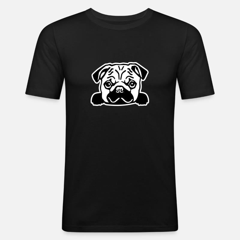 Mops - Männer Slim Fit T-Shirt - Schwarz