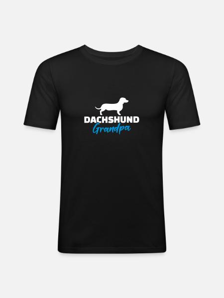 Dackel - Männer Slim Fit T-Shirt - Schwarz