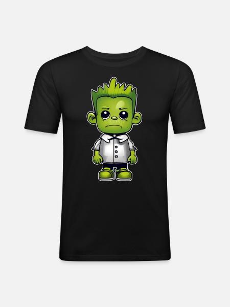 Cute green monster - Men's Slim Fit T-Shirt - black