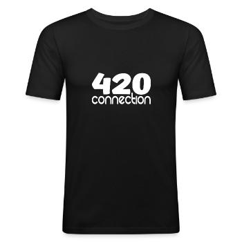 420 connection - Männer Slim Fit T-Shirt - Schwarz - Vorne - Nik (191cm)