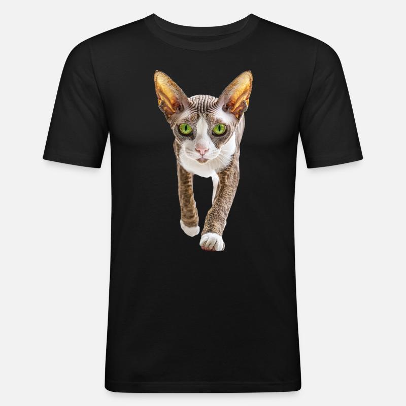 Cornish Rex - Männer Slim Fit T-Shirt - Schwarz