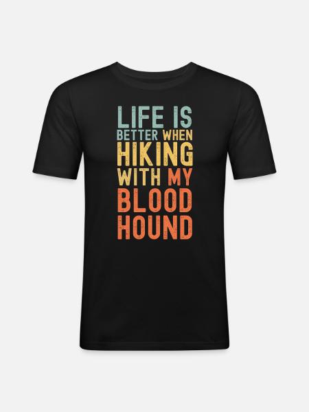 Bloodhound Hiking dog retro - Men's Slim Fit T-Shirt - black