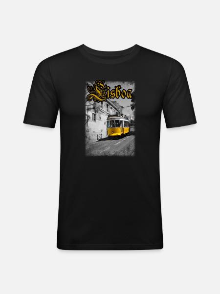 Lisboa Tram - Men's Slim Fit T-Shirt - black