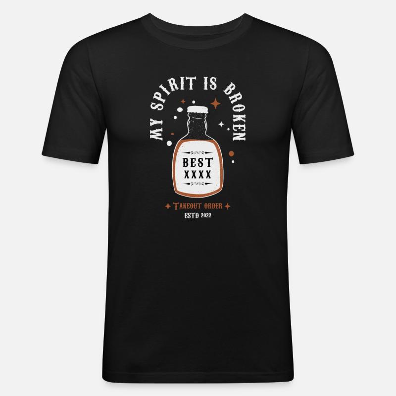 Spiritueller Trinker - Männer Slim Fit T-Shirt - Schwarz