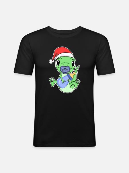 Lizard Baby Christmas - Men's Slim Fit T-Shirt - black