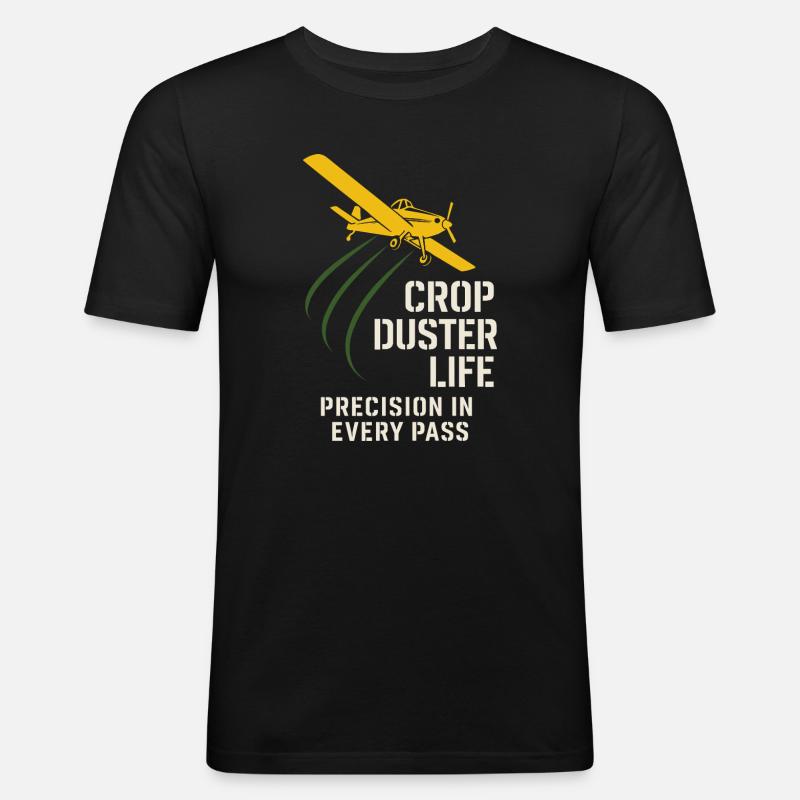 Ländliche Luftfahrt Landwirtschaft Pilotgeschenk - Männer Slim Fit T-Shirt - Schwarz