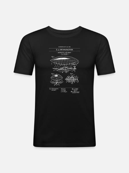 Vintage luftskip patentblåkopi - Slim Fit T-skjorte for menn - svart