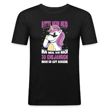 Perlenhochzeit 30 Jahre Verheiratet Ehe Jubiläum - Männer Slim Fit T-Shirt - Schwarz - Vorne - Nik (191cm)
