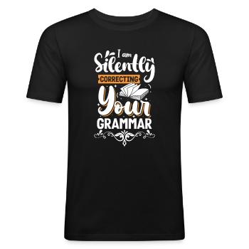 Autor Redakteur Poesie - Männer Slim Fit T-Shirt - Schwarz - Vorne - Nik (191cm)