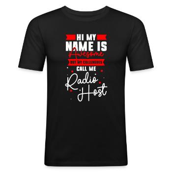 Podcast Beruf Job Puls - Männer Slim Fit T-Shirt - Schwarz - Vorne - Nik (191cm)