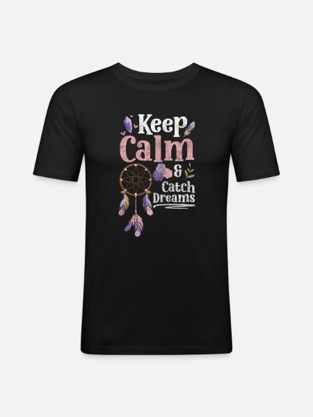 Dreamcatcher Mystical Happiness Peace - Men's Slim Fit T-Shirt - black