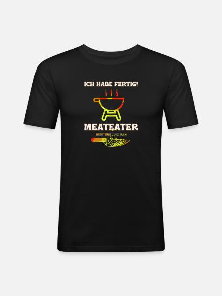 ich habe fertig - Männer Slim Fit T-Shirt - Schwarz
