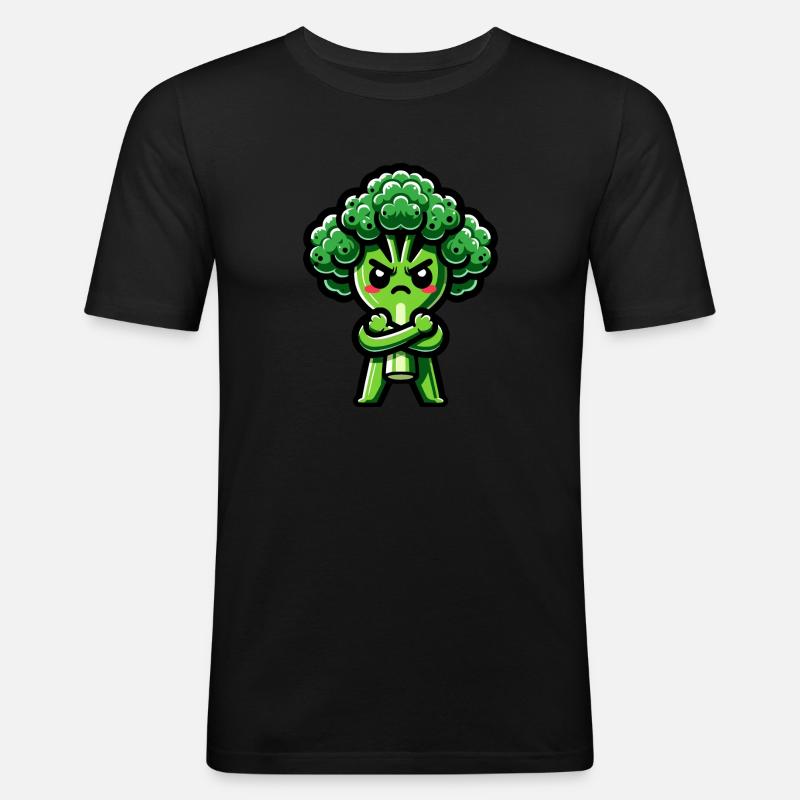 Wütender Brokkoli - Männer Slim Fit T-Shirt - Schwarz