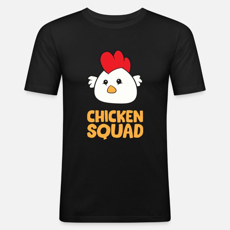 Huhn - Chicken Squad - Männer Slim Fit T-Shirt - Schwarz