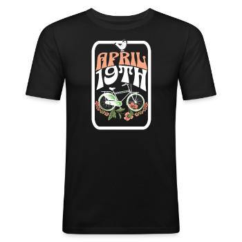 Journée vélo - T-shirt près du corps Homme - noir - Devant - Nik (191cm)
