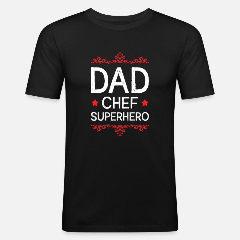 Dad Chef Superheld Papa - Männer Slim Fit T-Shirt - Schwarz
