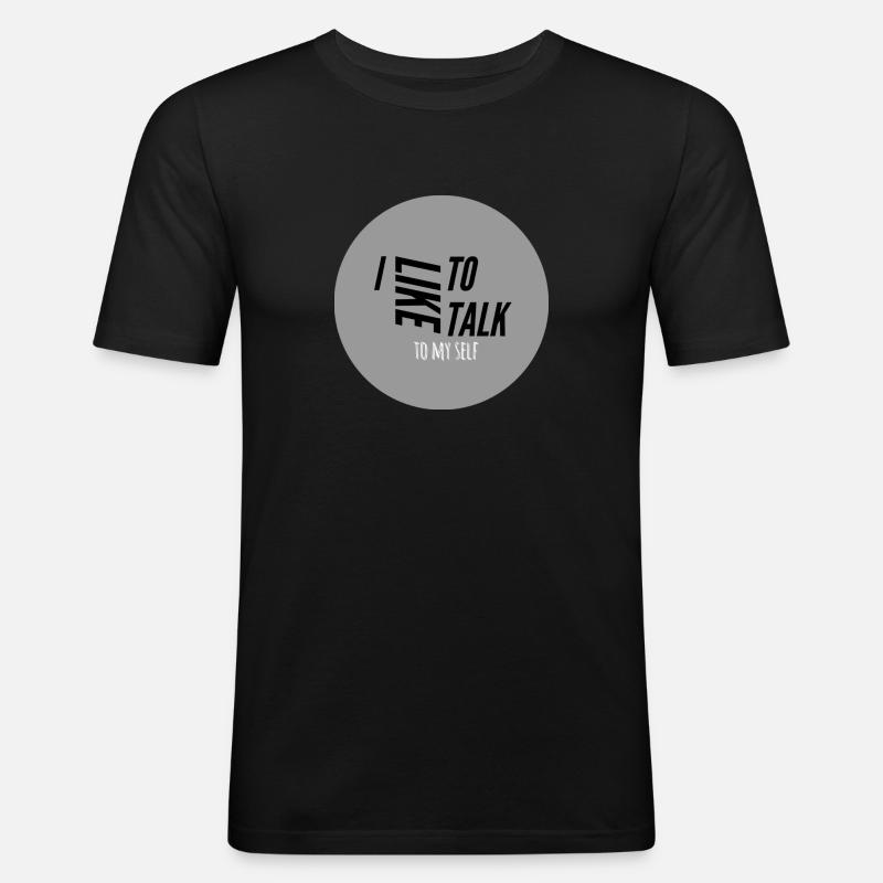 Ich rede gerne - Männer Slim Fit T-Shirt - Schwarz