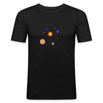 Weltall - Männer Slim Fit T-Shirt - Schwarz - Vorne - Nik (191cm)