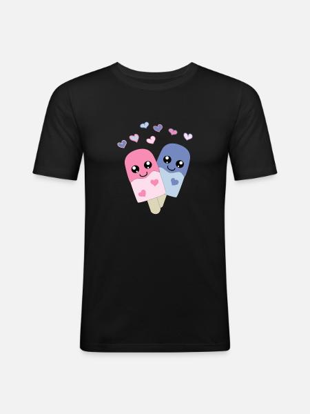 cute ice cream in style - Men's Slim Fit T-Shirt - black
