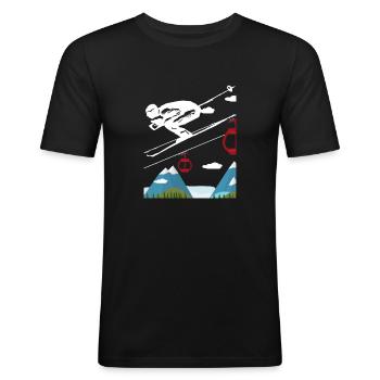 Ski Skiurlaub Ski fahren - Männer Slim Fit T-Shirt - Schwarz - Vorne - Nik (191cm)