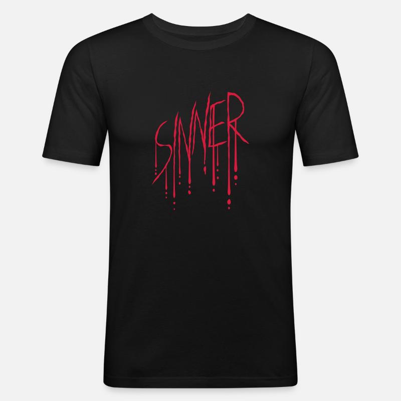 Sinner Kratzer Blut - Männer Slim Fit T-Shirt - Schwarz