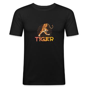Tiger - Männer Slim Fit T-Shirt - Schwarz - Vorne - Nik (191cm)