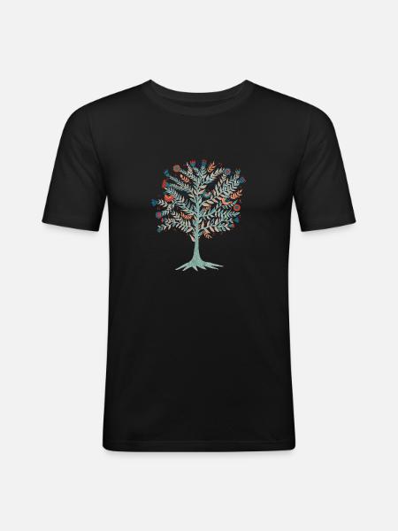 Tree. Tree of Life. Yggdrasil - Men's Slim Fit T-Shirt - black