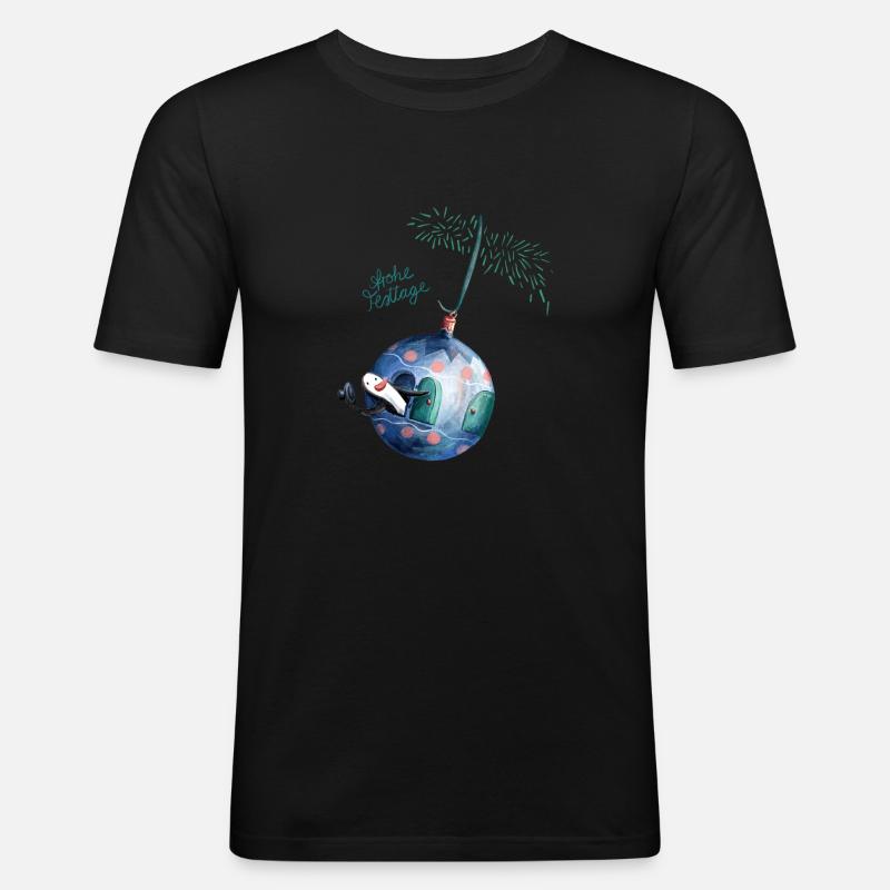 x-mas Kugel Weihnachtskugel Pinguin - Männer Slim Fit T-Shirt - Schwarz
