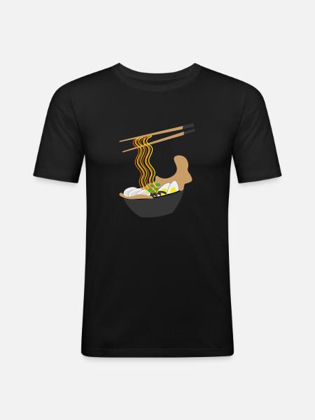 ramen - Obcisła koszulka męska - czarny