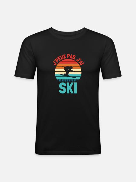 Ski skieur - T-shirt près du corps Homme - noir