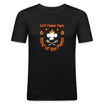 Grill Master Papa Roi De La Flamme - T-shirt près du corps Homme - noir - Devant - Nik (191cm)