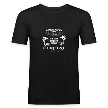 Étretat cadeau de vacances de thérapie - T-shirt près du corps Homme - noir - Devant - Nik (191cm)