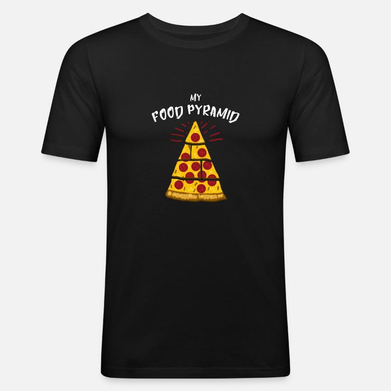 Ernährungspyramide Pizza Geschenk - Männer Slim Fit T-Shirt - Schwarz