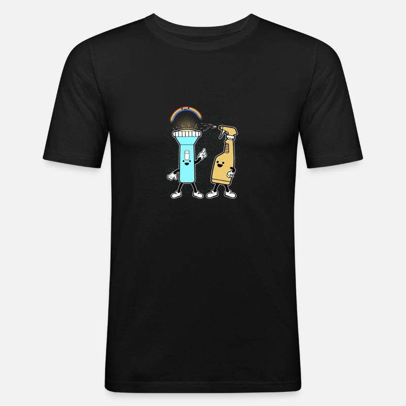 Flashlight rainbow - Men's Slim Fit T-Shirt - black