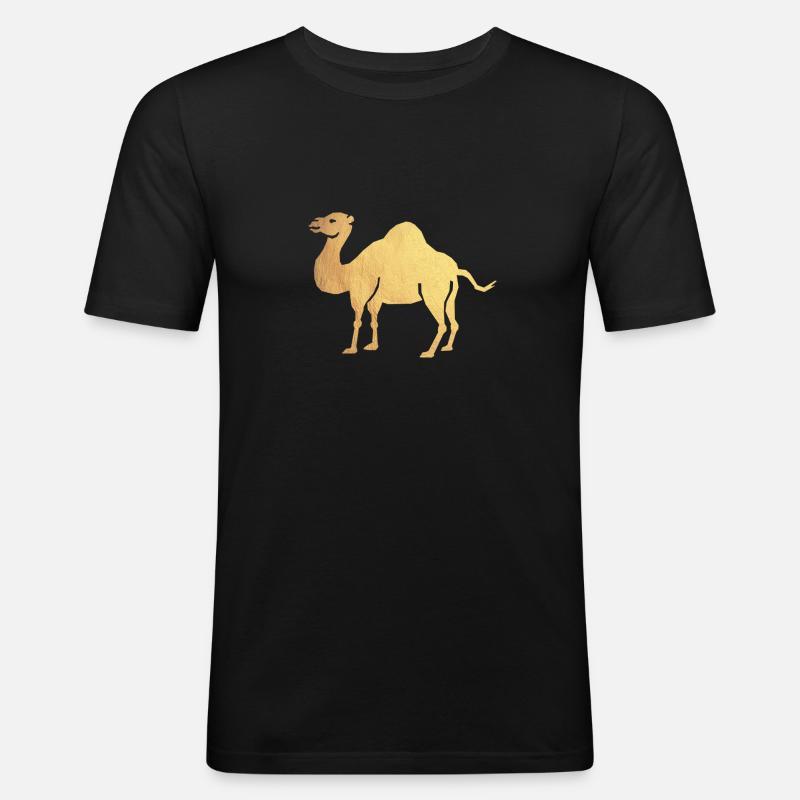 gold kamel - Männer Slim Fit T-Shirt - Schwarz