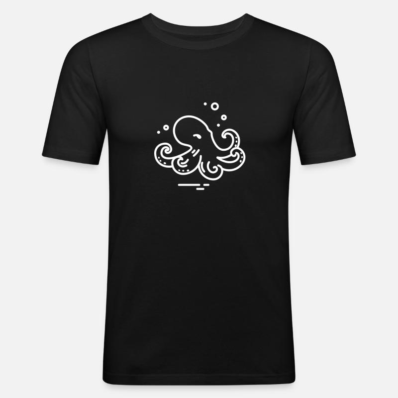 Oktopus - Männer Slim Fit T-Shirt - Schwarz