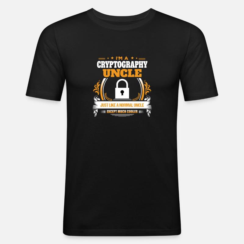 Kryptographie-Onkel-Hemd-Geschenk-Idee - Männer Slim Fit T-Shirt - Schwarz