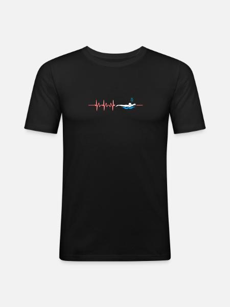 Heartbeat swimming swimmer - Men's Slim Fit T-Shirt - black