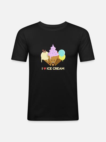 Ich liebe Eis - Männer Slim Fit T-Shirt - Schwarz