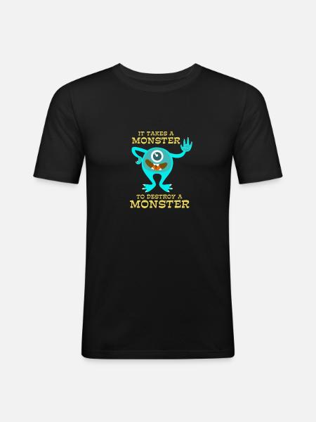 Monster - Creepy - Destroy - Gift - Men's Slim Fit T-Shirt - black