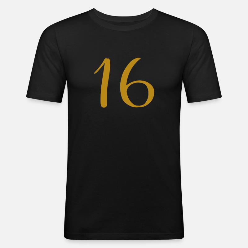 16 - Männer Slim Fit T-Shirt - Schwarz